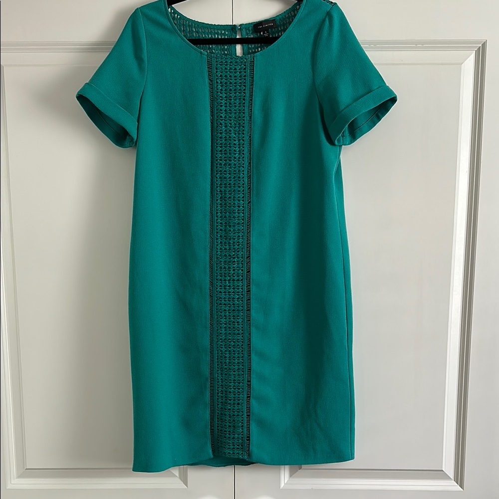 The Limited Green Sheath Mini Dress Crew Neck Short Sleeve